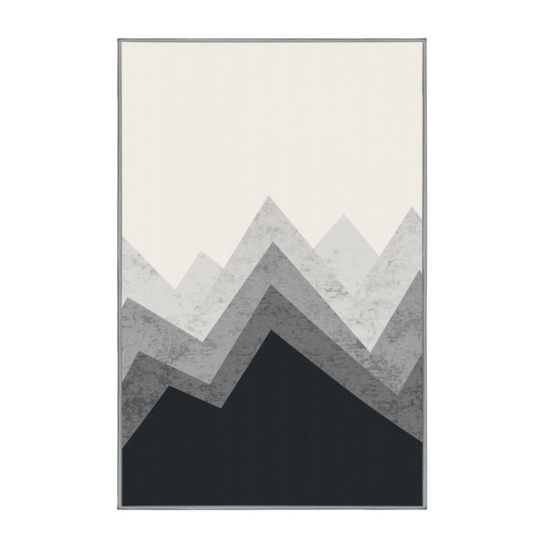 Machine Washable Paxon Minimalist Ombre Rug in Gray – Gray Binding, 8 x 12
