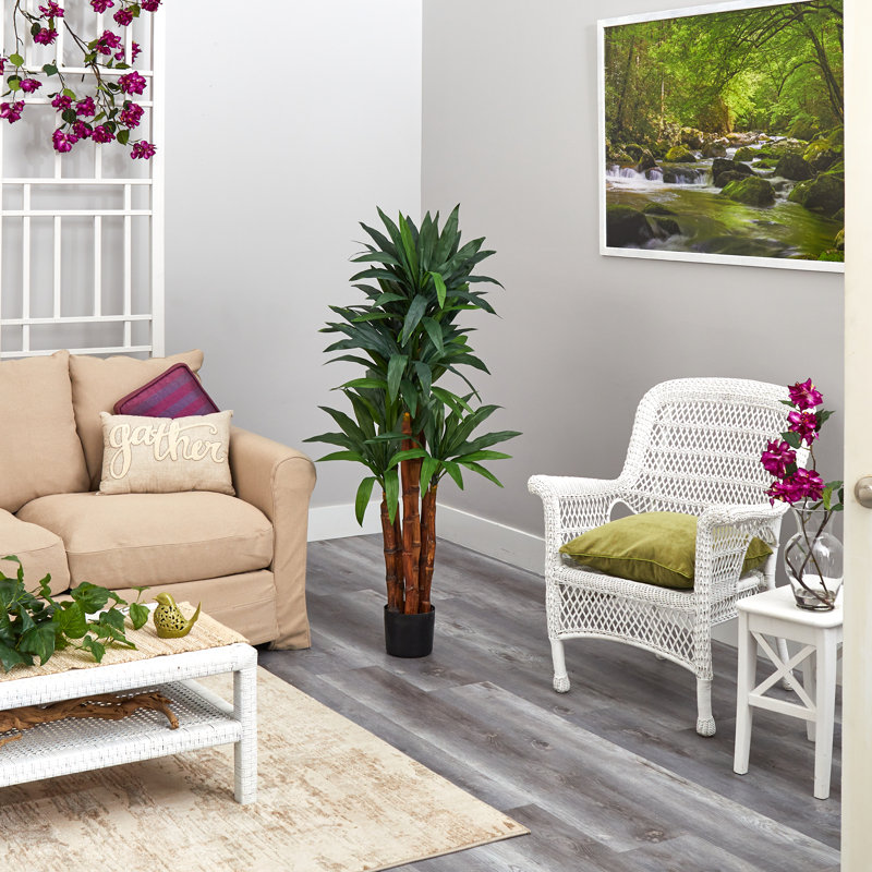 Faux Dracaena Tree in Pot, 54" H x 14" W x 14" D