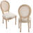Amando High-End Beige French Country Dining Chairs, Upholstered Chairs With Natural Rattan Back, Wire Drawing And Carving Techniques-1150759462