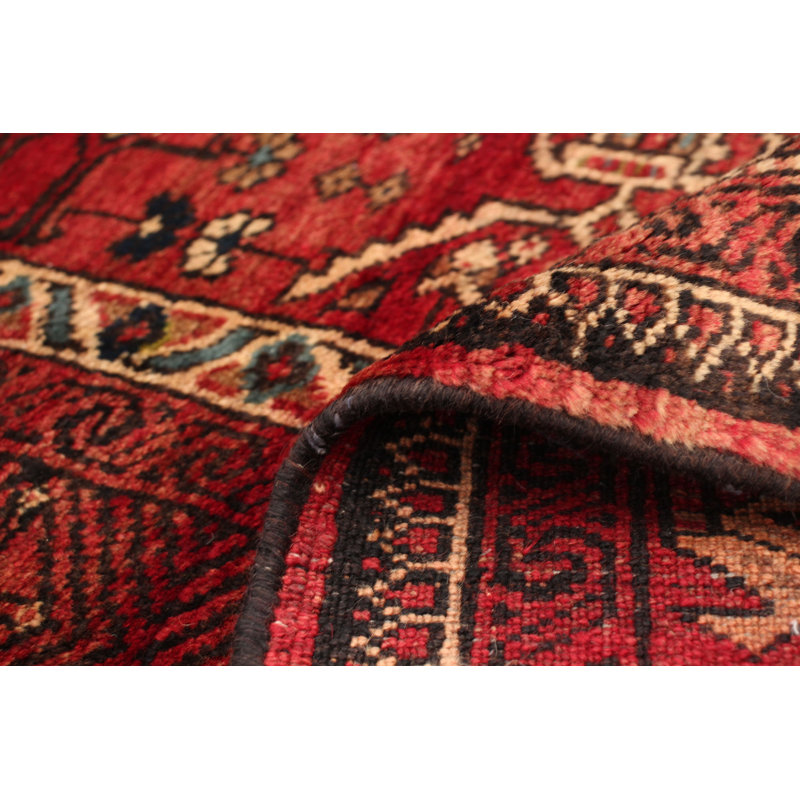 Hand-Knotted Anatolia Dark Red Wool Rug 3'11" X 10'2"