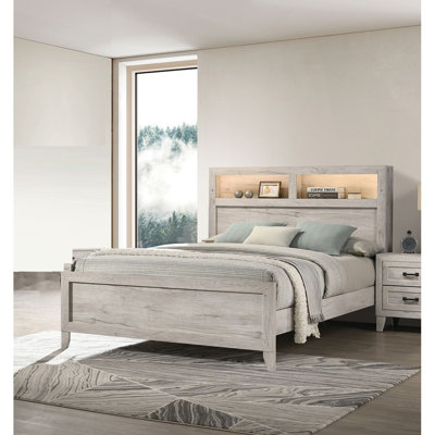 Lit simple de 1 lit simple avec tablettes de tête de lit et mobilier contemporain blanc clair