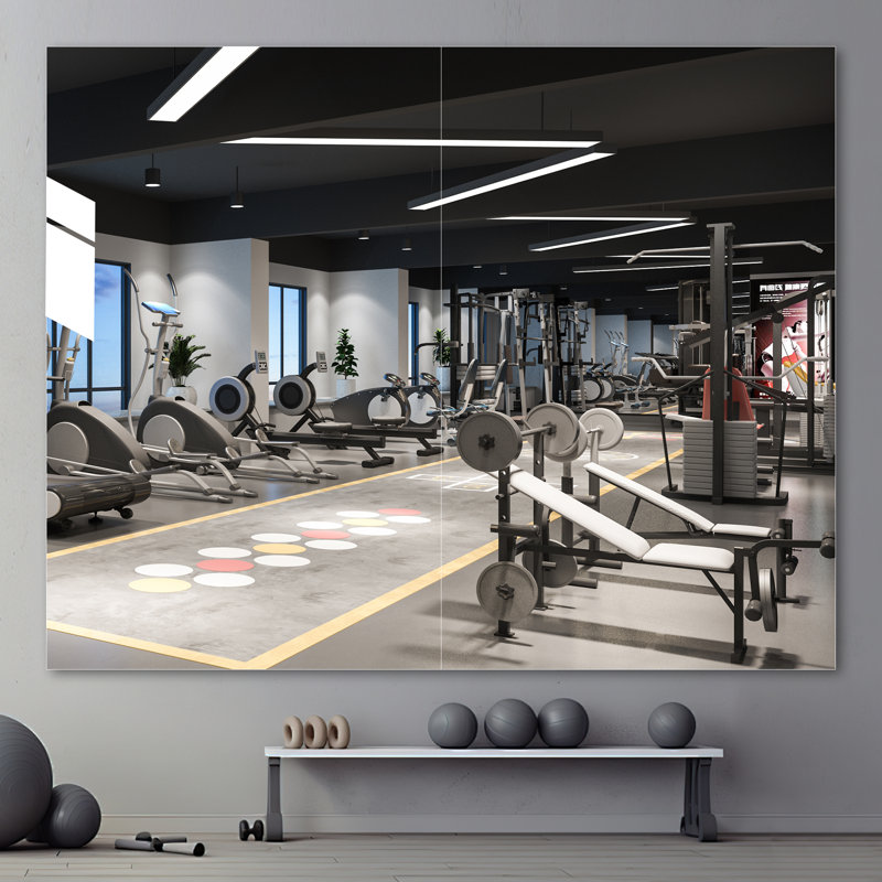 Ebern Designs Rectangle Frameless Wall Mirror Set  Home Gym & Bathroom Mirror Anti-Fog with Tempered Glass, 39.4" x 29.9"