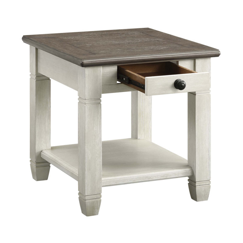 Table de bout Rosy Brown Finish Brown, Blanc antique
