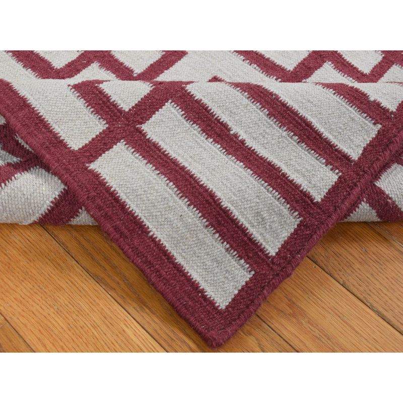 Tapis de couloir réversible en laine tissé à la main 2 pi 5 po x 6 pi 1 po rouge 5E6AEBFA1F7C46418222A265D886E7B7