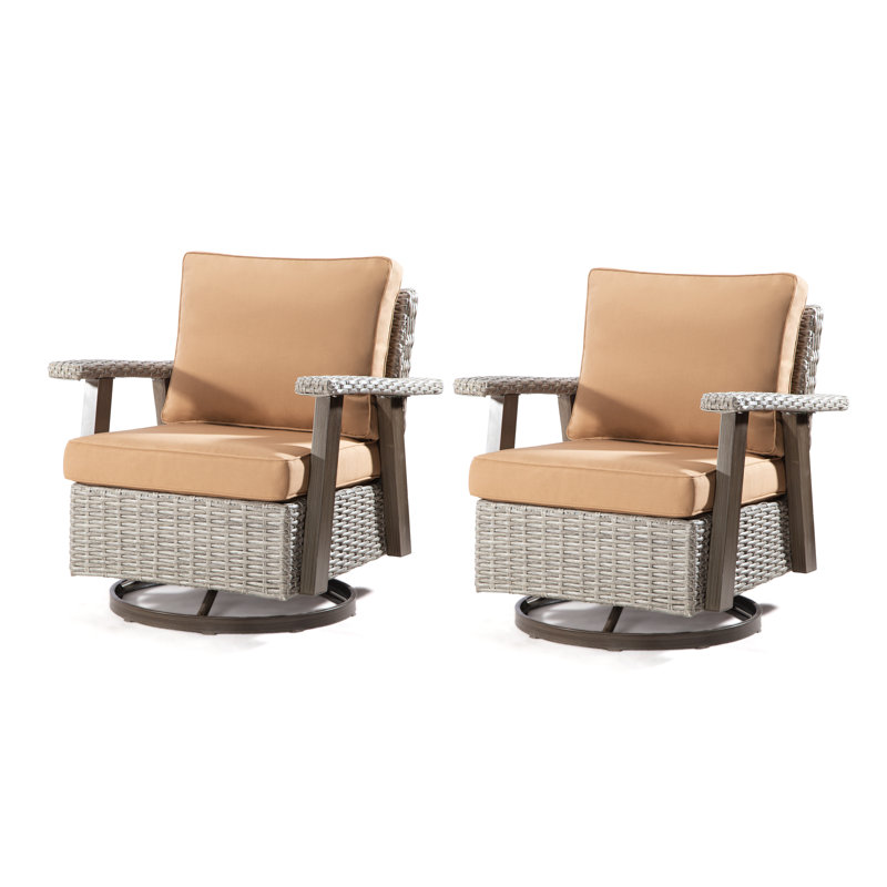 Chaises pivotantes 2 pièces avec coussins Creal, Brun clair