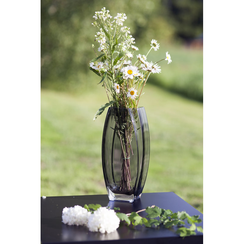 Verre - Vase - Noir fumé - 10,25 po de hauteur - Durable - Fabriqué en Europe - par Barski, Noir