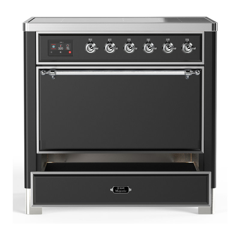 Cuisinière à induction 36 pouces avec 6 éléments à induction en graphite mat Majestic III Series (garniture chromée)