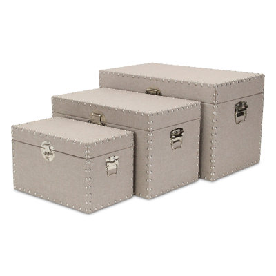 Ensemble de boîtes en bois/tissu 3 pièces