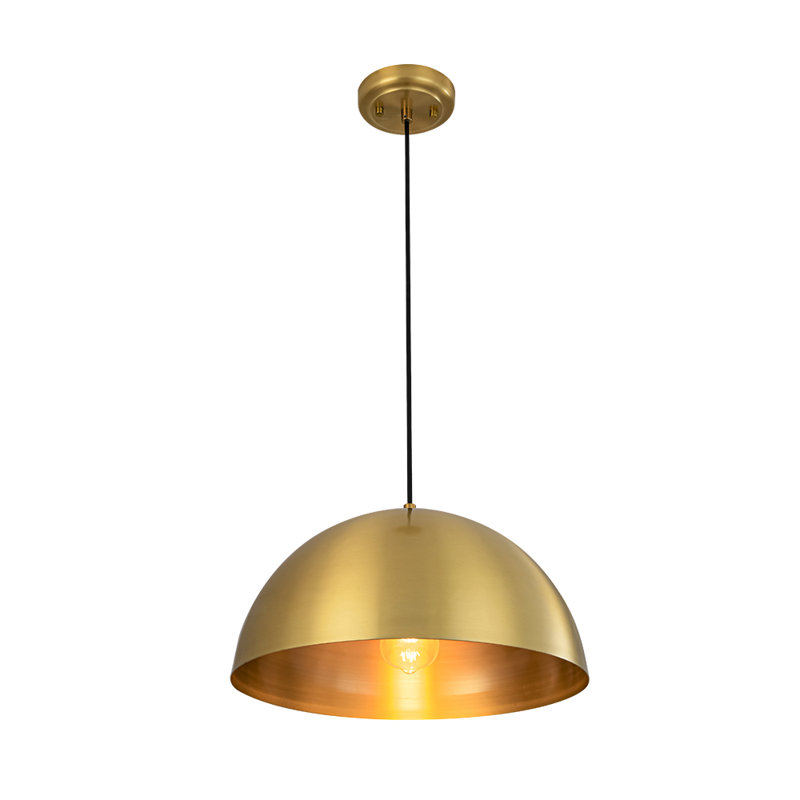 1-Light Metal Dome Pendant, 8.3" H x 15" W x 15" D