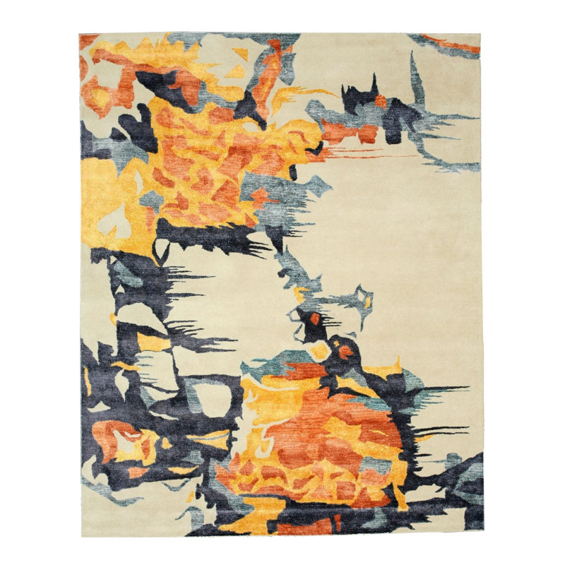 Hand Tufted Wool Geometric Area Rug, 9' x 12'