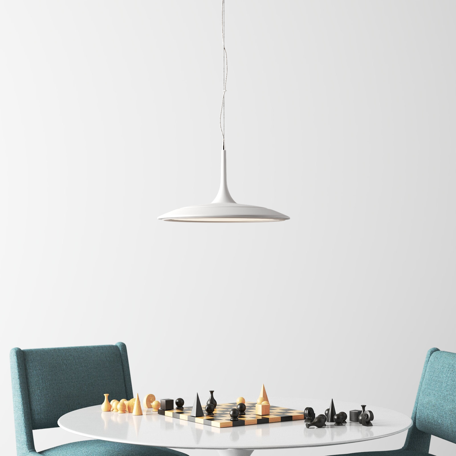 Ricky Single Light Metal Dimmable LED Pendant, Matte White