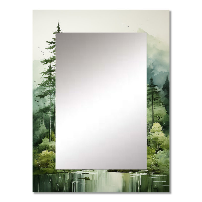 Forest Enigmatic Forest - Forest Decorative Mirror, Traditional Large Wall Mirror, Printed Metal Art, 32" x 24"
