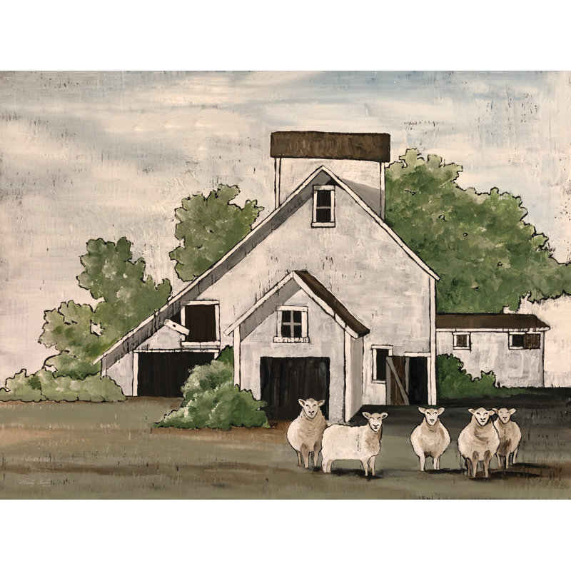 Reproduction de moutons en alerte sur toile par Cindy Jacobs, H 12 po x l 18 po x P 1,25 po
