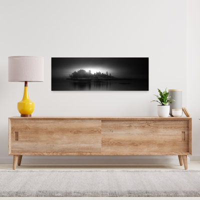 Misty Island Reflection Ethereal Minimalist Peaceful Landscape Nature Wall Art