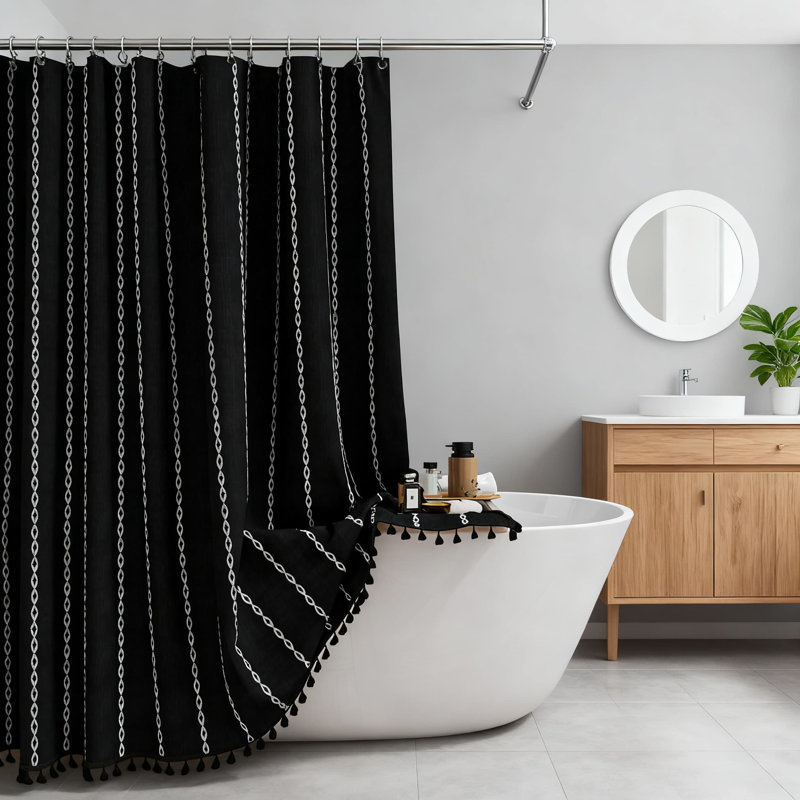 Ensemble de rideau de douche Farmhouse, Noir