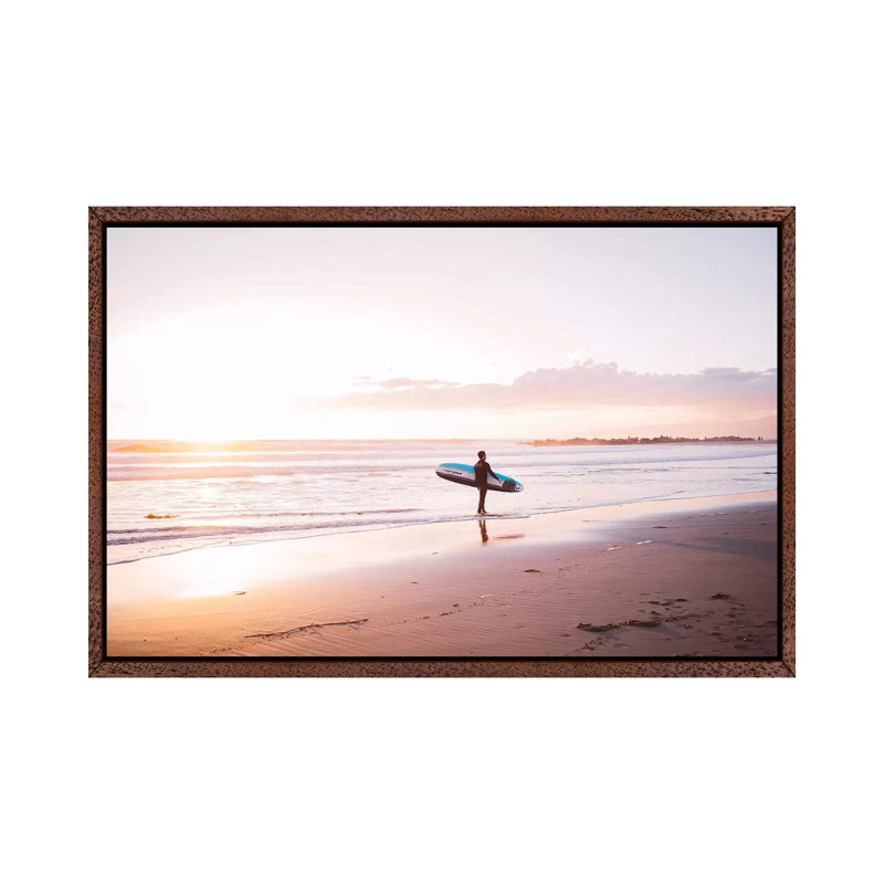 Venice Beach Surfer by Bethany Young - Print on Canvas, Classic Brown Wood Framed, 45.72cm H x 66.04cm W x 3.81cm D