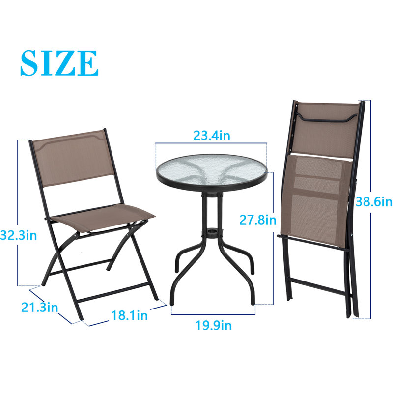 Ensemble bistro 23,4 po Jevaun, Brun