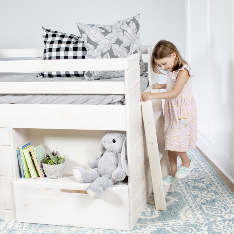 Purdy Hill Twin Low Loft Bed with Shelves | Harriet Bee