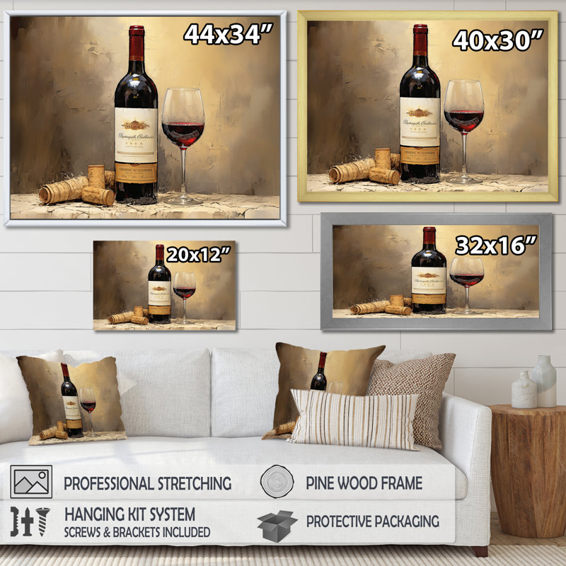 Bordeauxs Balance I - Décoration murale vin, H 30 po x l 40 po x P 1,5 po, Toile tendue