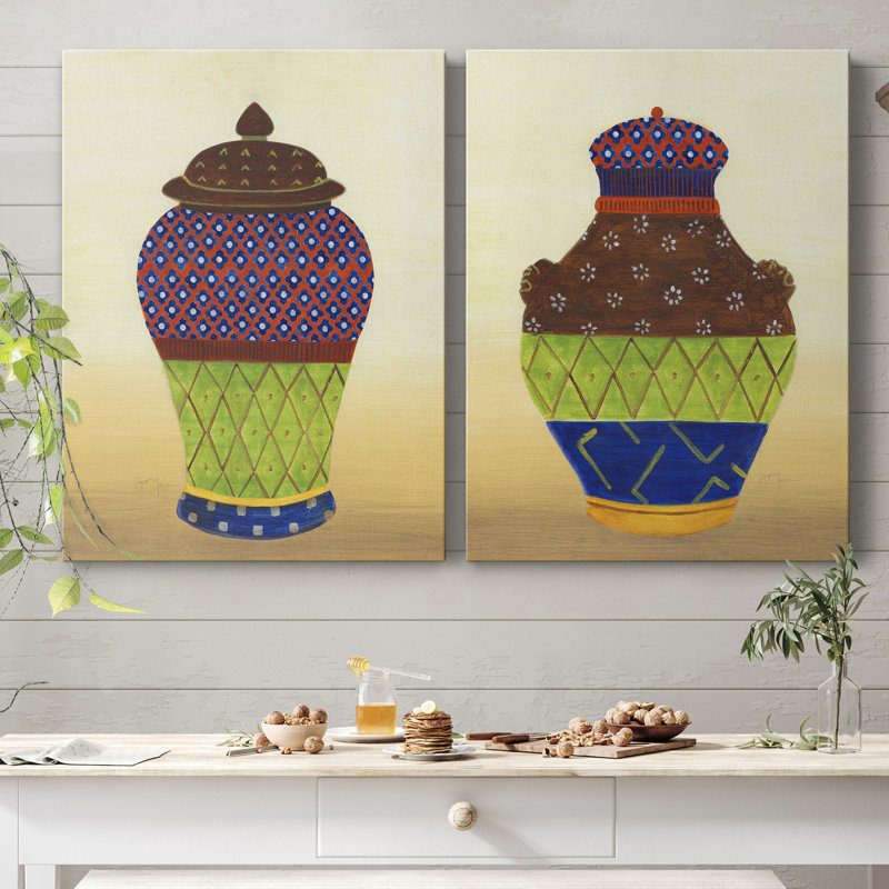 «Marrakech Urn I», ensemble de 2 reproductions d'art, H 32 po x l 48 po x P 1 po, Toile tendue, Pas de tapis