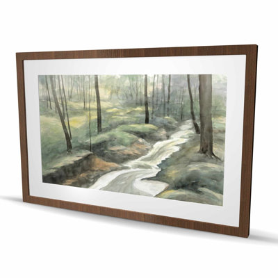 Waterfall - chambre à coucher avec imprimé mat bleu encadré pour la décoration intérieure