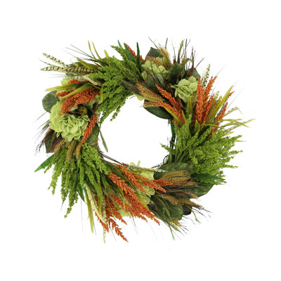 26" Heather, Wheat & Hydrangea Wreath