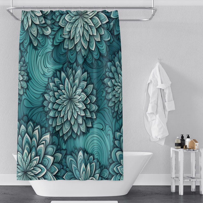 Rideau de douche à fleurs Enakshi, H 72 po x l 70 po