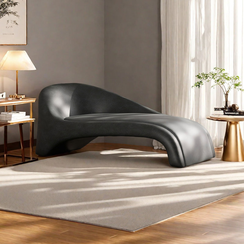 Méridienne en similicuir de luxe, Orienté à gauche (vu de face), Gris foncé