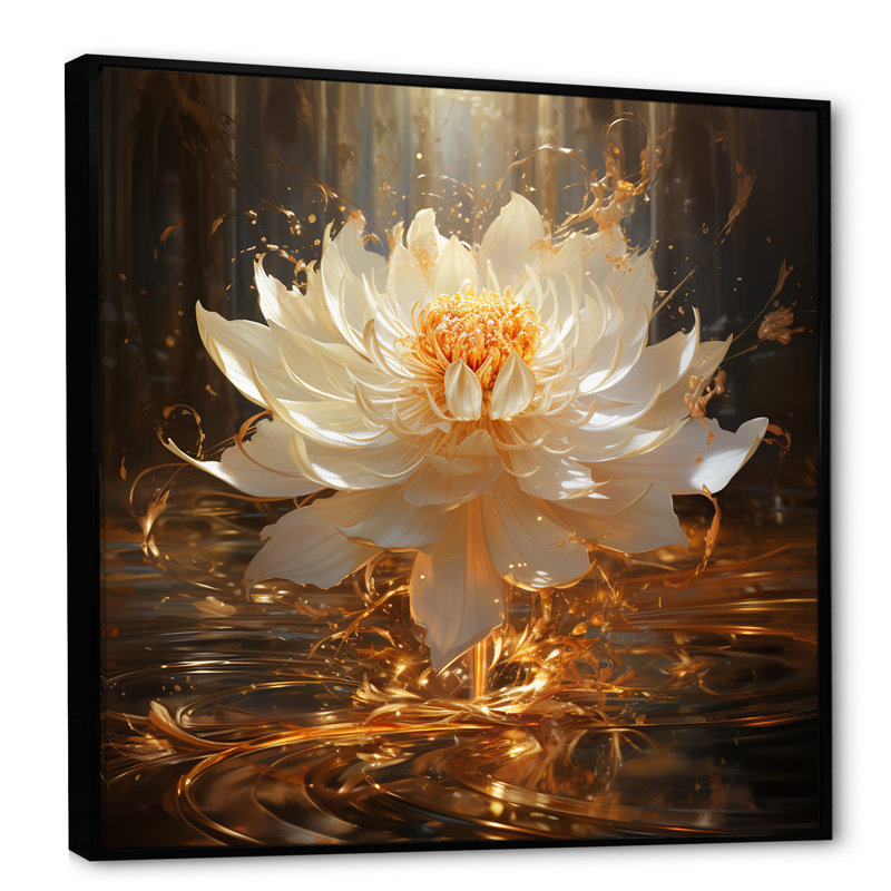 Judaïsme floral Shekinahs Shine sur impression sur toile, Cadre flottant noir, H 24 po x l 24 po x P 1 po