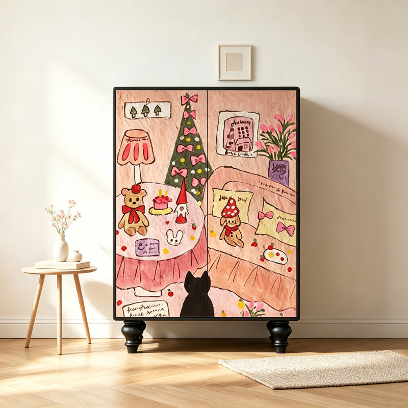 Armoire de rangement en bois massif de style français