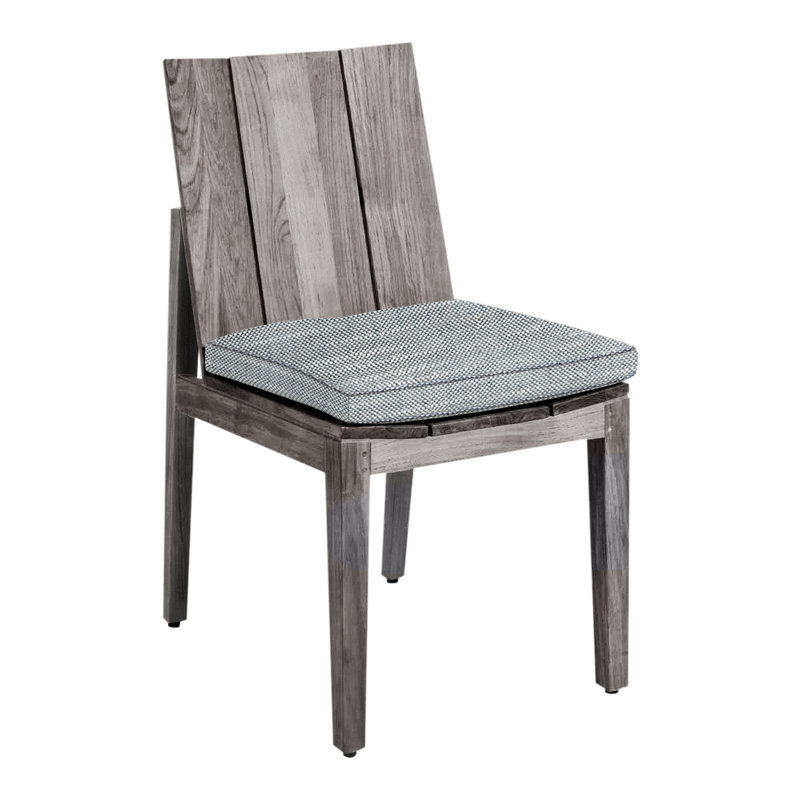Chaise d'appoint en teck Ashland - Huître, Teck huître, Trépointe, InsideOut® Rollo ‑ lin Chambray