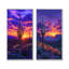 Cactus du désert au coucher du soleil - Collection de 2 panneaux d'art sur toile florale-2132185567-2132185561