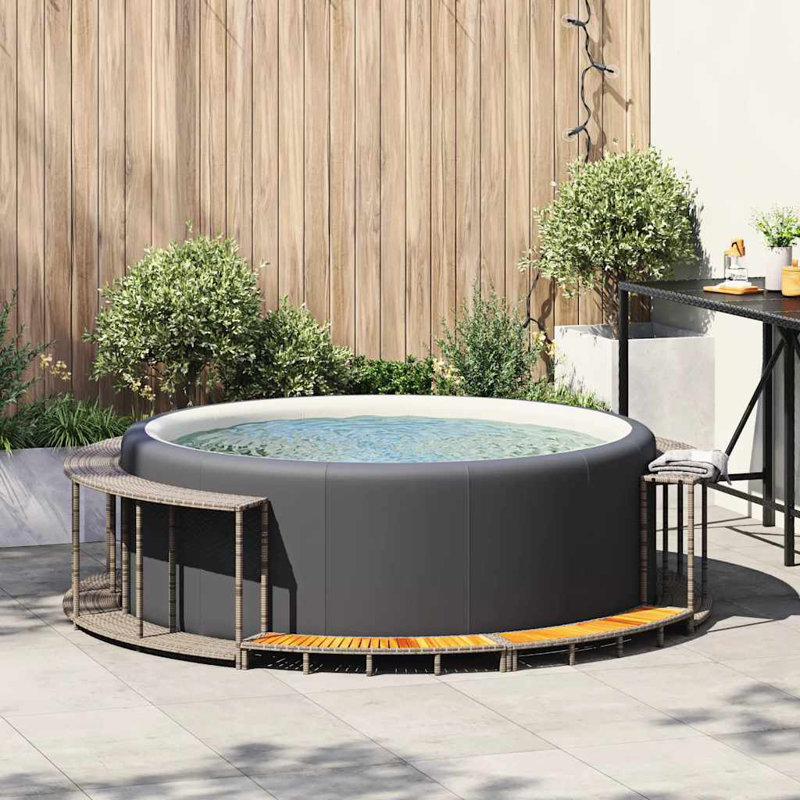 Contour de spa en rotin Vidaxl, Gris