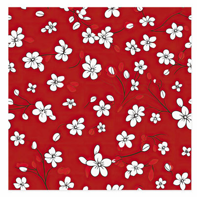 Floral rouge et blanc, fleurs sauvages VI, reproduction d'art moderne sans cadre