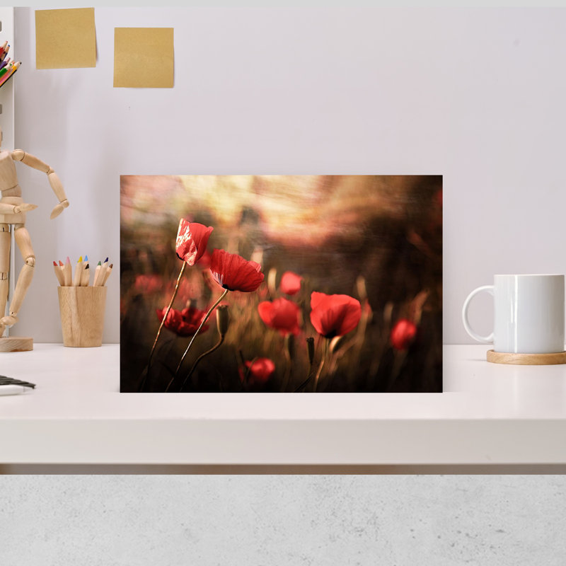 «Dreamy Poppy Field Peaceful Romantic Rustic Poppy Flower Nature», art mural, H 12 po x l 18 po