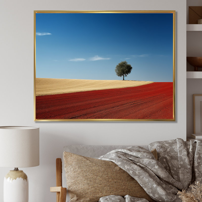 «Sunset Road Landscape», reproduction sur toile, Cadre flottant doré, H 16 po x l 32 po x P 1 po