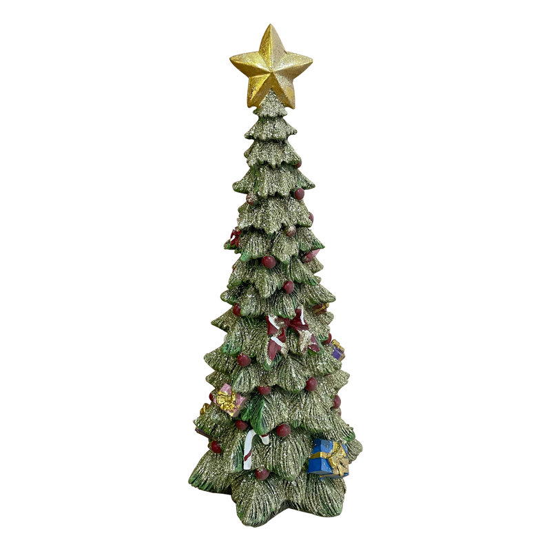 Décoration de table arbre de Noël scintillant avec une étoile, H 6,75 po x l 3 po x P 3 po
