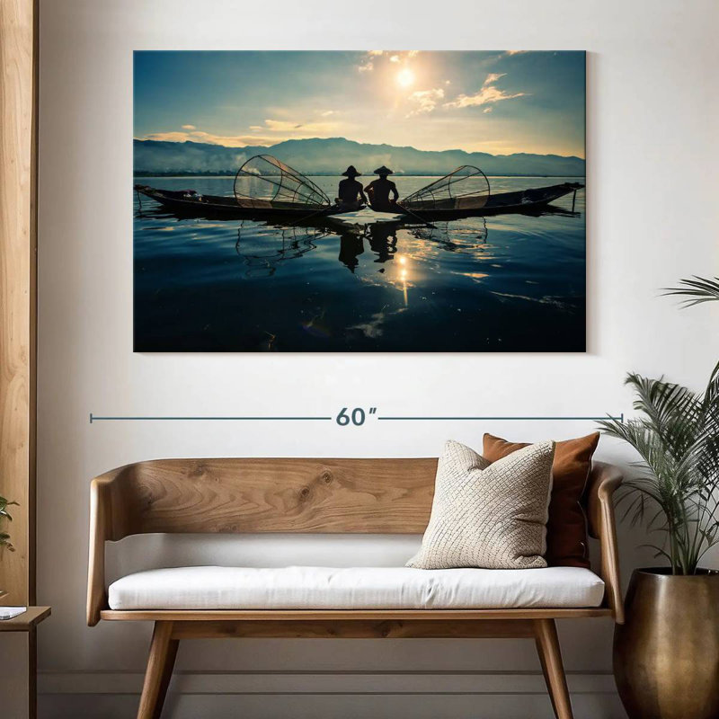 Pêcheurs du lac Senne Inle en Burma II, H 34 po x l 51 po