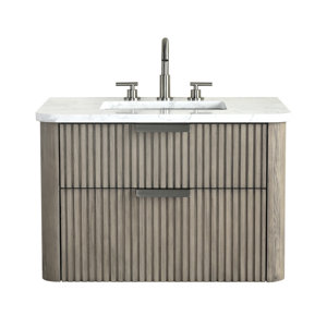 Warren 30'' Wall-Mounted Single Bathroom Vanity with Engineered Stone Top