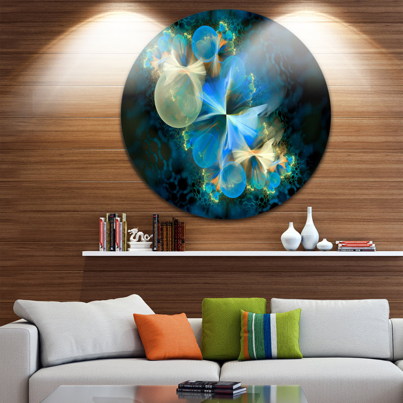 « fractal 3d blue bubbles », impression sur métal, H 23 po x l 23 po x P 1 po