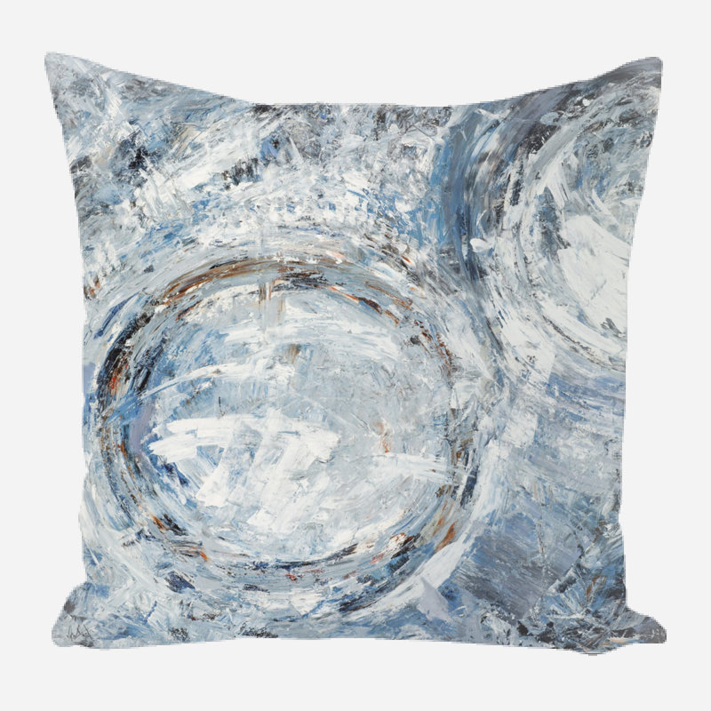 Housse et insert de coussin carré en lin, 12 po x 12 po, Bleu / gris 2