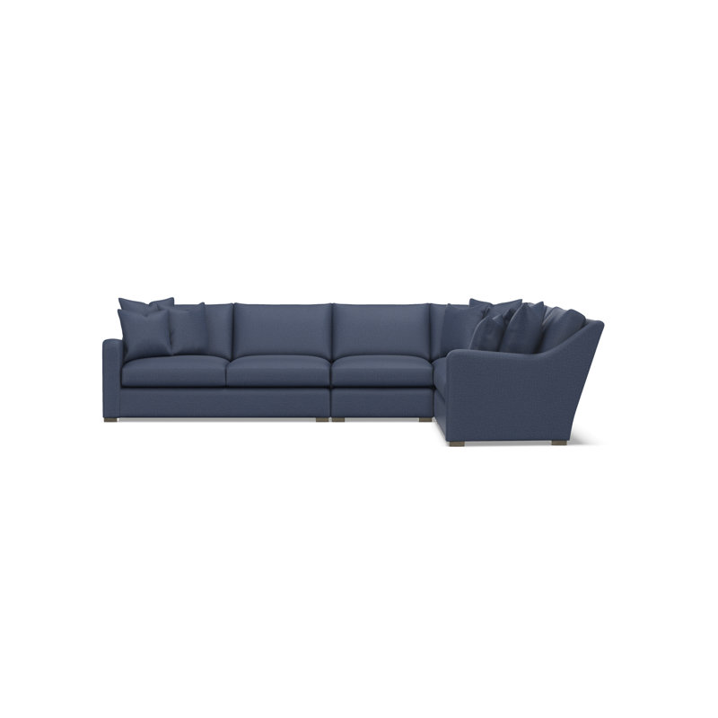 Sectional, Blue Polyester, 34.5" H x 137.5" W x 107.5" D, Right Hand Facing