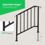 Rampe d'escalier d'extérieur 3 marches en fer forgé mat avec embout courbé et balustres-120328621