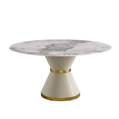 Modern Sintered Stone Dining Table with Carbon Steel Base