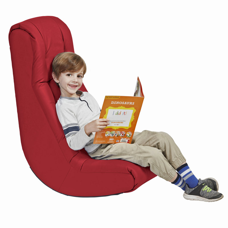 Raspberry Tufted Foam Rocker Recliner for Kids, Teens, and Adults