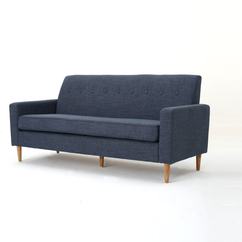 Canapé à accoudoirs carrés 71,65 po Barnetta, Mélange de polyester bleu foncé