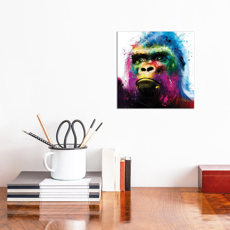 « Gorilla » par Patrice Murciano, impression d’art graphique, Pas de tapis, Toile tendue, H 12 po x l 12 po x P 0,75 po