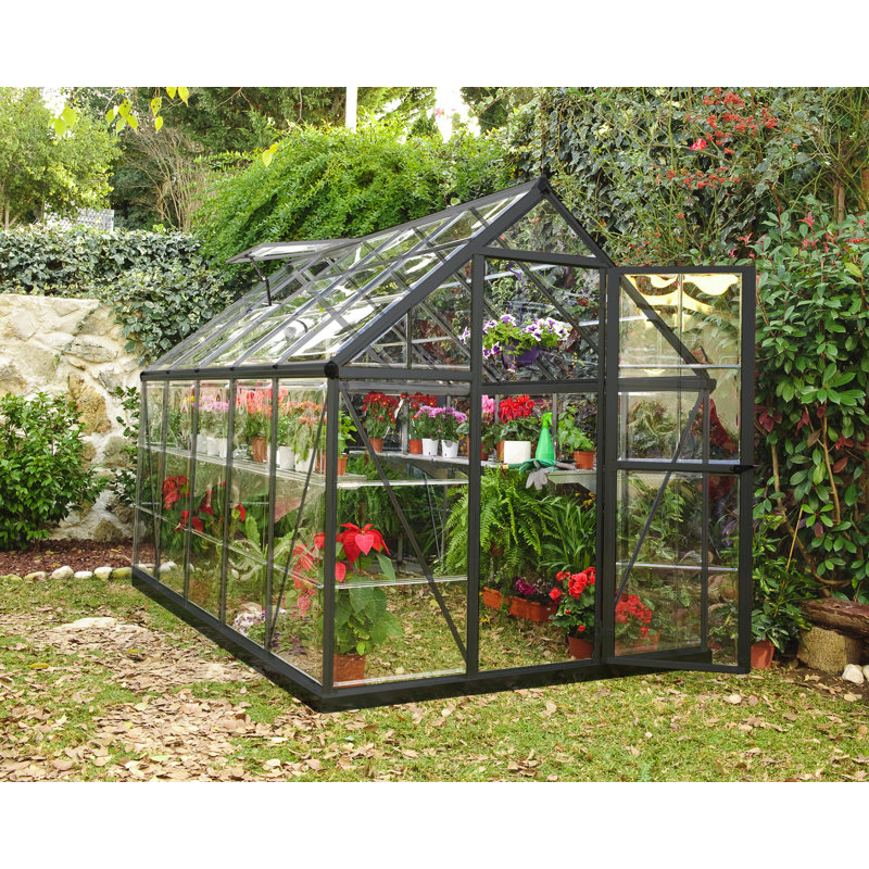 Harmony Greenhouse 6 x 4, Grey, 208cm H x 185cm W x 306cm D