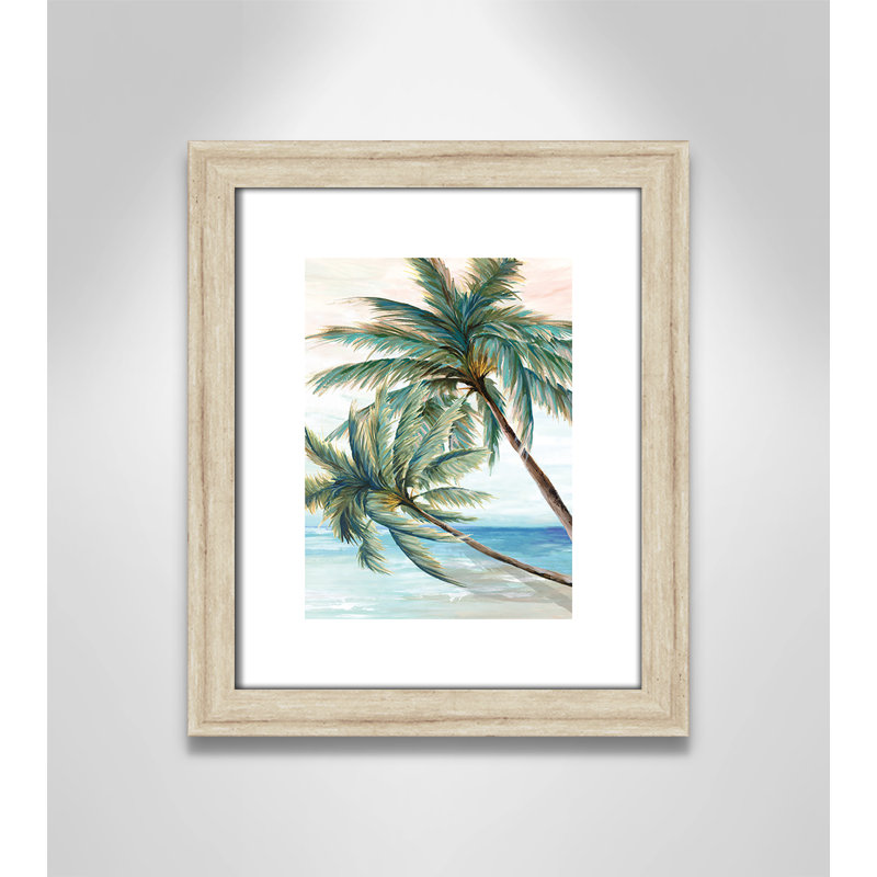 Hawaii Beach II - Art encadré autoportant, H 15,5 po x l 13,5 po x P 1,25 po, Cadre beige