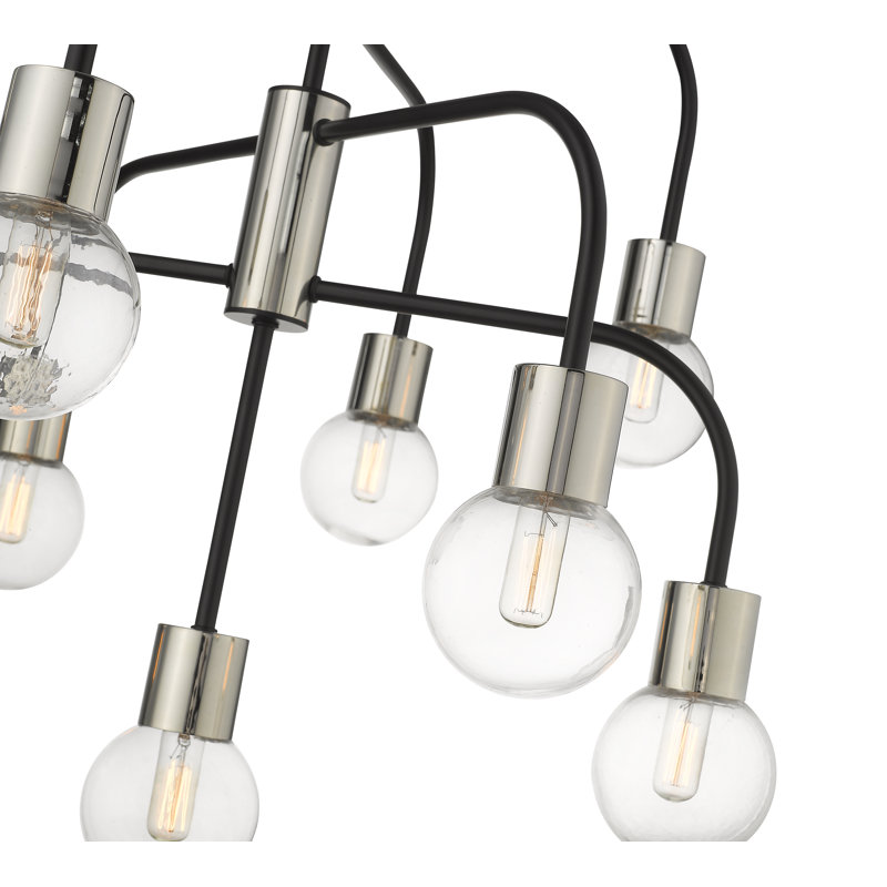 Lustre à niveaux 9 lumières unique Davisboro, Nickel poli